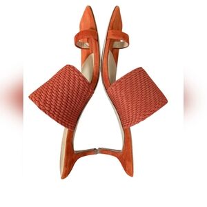 Veronica Beard Crenn Woven Suede Toe Ring Kitten Heels in Fox sz 10